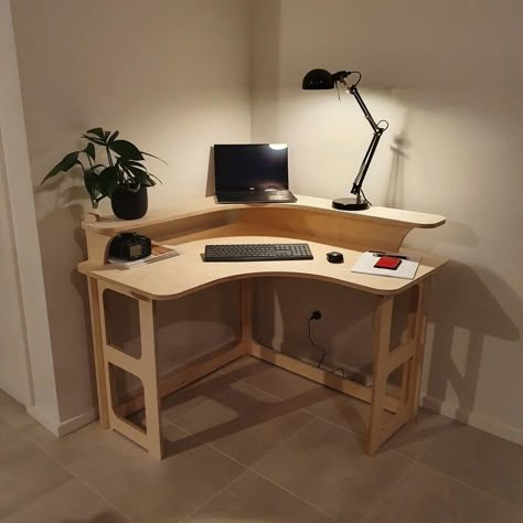 Small Corner Desk, Home Desks, Timber Desk, Diy Corner Desk, Corner Desks, Desk Dimensions, Compact Desks, Small Room Design Bedroom, Corner Computer Desk