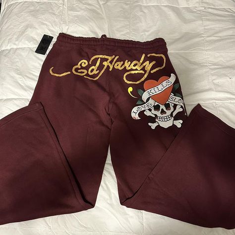 Ed Hardy sweat pants 
Size Large 
Can fit size... - Depop Joggers Womens, 2025 Vision, Sweat Pants, U Can, Ed Hardy, Sweatshirt Shirt, Casual Pants, Jean Shirts, Sneaker Boots