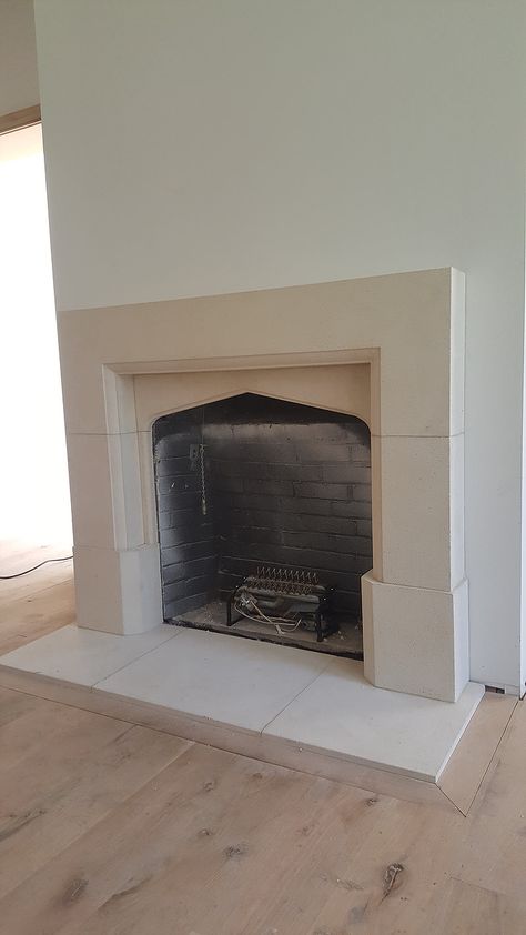 Cast Stone Fireplace | Limestone Mantel Surround | Precast Fireplaces Beach House Fireplace, Stone Range Hood, Fireplace Mantel Surround, Limestone Fireplace Surround, Cast Stone Mantel, Limestone Mantel, Stone Veneer Fireplace, Cast Stone Fireplace, Simple Fireplace