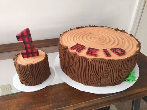 Lumberjack birthday cake and smash cake Lumberjack 1st Birthday Cake, Lumberjack Smash Cake 1st Birthdays, Lumberjack First Birthday Smash Cake, Lumberjack Birthday Cake, First Birthday Lumberjack Theme, Buffalo Plaid Smash Cake, Lumber Jack Cake, Lumberjack First Birthday Cake, Lumberjack Smash Cake