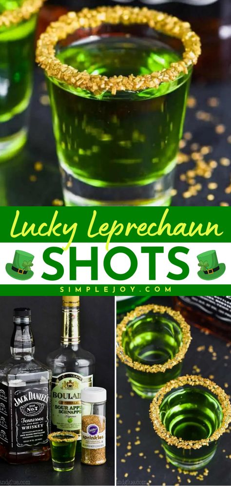 Whip up a batch of this St. Patrick's Day cocktail recipe featuring whiskey! Wonderfully tart and flavorful with a green color, these Lucky Leprechaun Shots are perfect for celebrating. Enjoy this easy St. Patrick's Day drink! St Patty's Day Drinks, St Pattys Party, St Patricks Food, St Patricks Day Drinks, Irish Drinks, Hp Sauce, Lucky Leprechaun, Day Cocktails, St Patricks Day Food