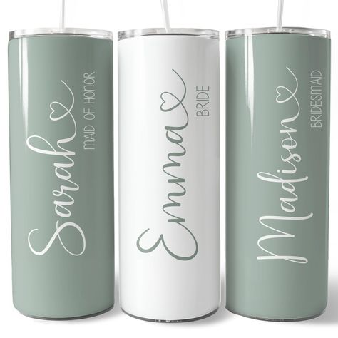 PRICES MAY VARY. PERFECT BRAIDESMAID PROPOSAL GIFT: Our personalized tumbler cups with lid and straw are the perfect bridal party favours. Featuring glossy finish and vibrant colors they are unique bridal party cups for wedding day, bachelorette party or girls trip. PERSONALIZED TUMBLERS WITH NAMES: These team bride coffee mugs can be customized with names and roles. You can gift it to Bridesmaid, Maid of Honor, Matron of Honor, Flower Girl, Mother of the Bride, Mother of the Groom, Aunt of the Wedding Cup Favors For Guests, Bachelorette Cup Ideas, Cute Wedding Favors For Guests, Winter Bridesmaid Proposal, Bridal Party Gift Ideas, Wedding Tumblers Ideas, Cups With Names, Bridesmaid Gifts Ideas, Gifts For Bridal Party