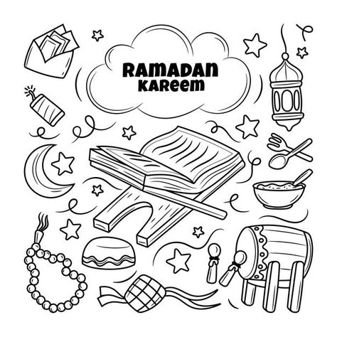 Ramadan kareem with hand drawn doodle st... | Premium Vector #Freepik #vector #background Muslim Kids Activities, Islamic Kids Activities, Teach Arabic, Writing Paper Printable, Ramadan Crafts, Excel Tutorials, Muslim Kids, Anime Muslim, Doodle Style