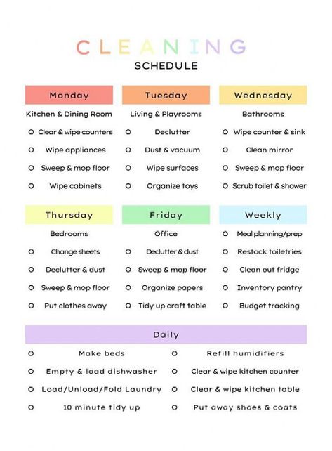 Edit and print this colorful weekly cleaning schedule - Instant download Edit the rooms and tasks for a customized schedule that fits your home. Keep your house clean and check off each task as you go. I am a mother of 3 boys (2 year old twins and a newborn). I needed something that I can adjust weekly/monthly to fit our families needs. I loved making this schedule...#Ultimate #to #Home #Cleaning #Ideas #Creating #The #Guide #Trends #a #Inspo #a #Schedule #Motivation #Tidy #for #CreativeIdeas Cleaning Schedule Yearly, Monthly Deep Cleaning Schedule, Autoimmune Diet Recipes, Cleaning Schedule Pdf, Cleaning Schedule 6/10, Empowering Tattoos, I Am A Mother, Keep Your House Clean, Bullet Journal Cleaning Schedule