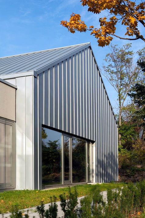 Zinc House, Zinc Architecture, Standing Seam Cladding, Zinc Cladding Dormer, Zinc Roof Stone House, Zinc Cladding Detail, Zinc Cladding, Standing Seam Roof, Cladding Systems