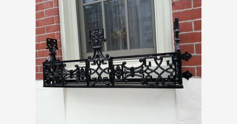 Found this image at yuorphoto.com on Bing Iron Window Boxes, Wrought Iron Window Boxes, Metal Window Boxes, Victorian Window, Wrought Iron Window, Window Guard, Iron Balcony Railing, Modern Window Grill, Iron Fencing