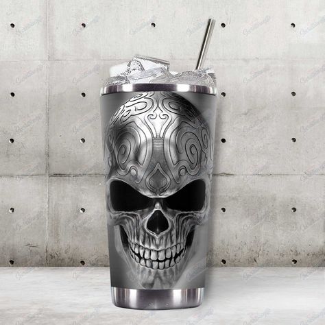 Personalized Shifty Silver SkullTumbler LLEGW8MY3X Check more at https://betitistore.com/product/personalized-shifty-silver-skulltumbler-llegw8my3x/ Skull Tumbler, Metal Skull, Custom Tumbler Cups, Custom Tumbler, Halloween Skull, Trendy Colors, Tumbler Cups, Cricut Ideas, Stainless Steel Tumblers