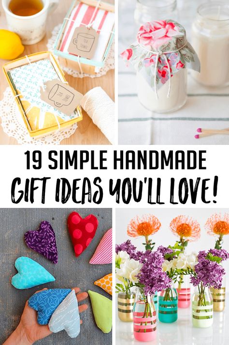 Save money and add a personal touch to your holiday gifts this year by making them yourself! Here are 19 simple handmade gift ideas you'll love. #handmadegifts #homemadegifts #giftideas Diy New Year Gifts For Friends, Small Gift Ideas For Friends Simple, Diy Small Gifts For Friends, Small Diy Gifts, Small Gifts For Friends, Small Birthday Gifts, Easy Homemade Gifts, Handmade Gifts For Friends, Easy Handmade Gifts