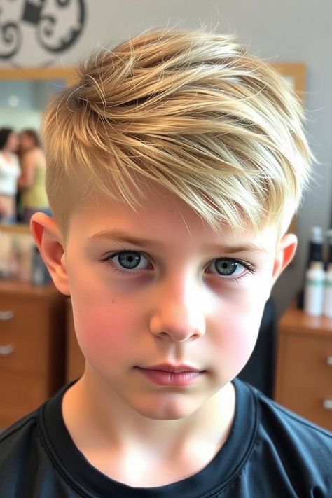 The Layered Sweep, trendy haircut for young boys, Youthful Hairstyle for Tween Boys Boys Shoulder Length Haircut, Medium Length Hairstyles For Boys, Pretty Boy Haircut, Boy Hair Cuts Long On Top, Blond Boy Haircut, Boys Haircuts For Straight Hair, Long Boy Haircut, Young Boy Hairstyles, Hairstyle For Boys