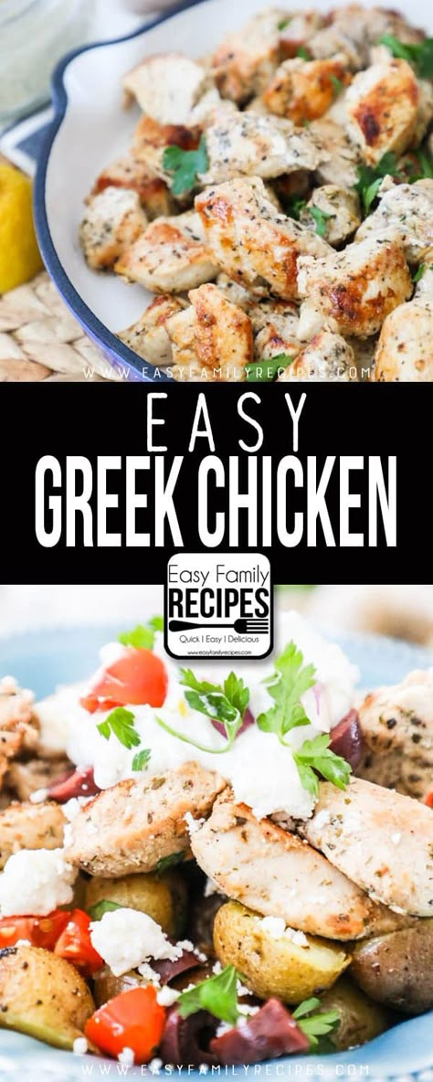 Easy Greek Chicken is delicious and quick weeknight recipe. We love this greek chicken recipe over potatoes, or on cauliflower rice as a great low carb dinner option! #chicken #dinner #keto #lowcarb #lchf #ww #macros Greek Chicken Recipe, Easy Greek Chicken, Chicken Recipes Easy Quick, Greek Dinners, Greek Chicken Recipes, Chicken Sauce, Dinner Keto, Quick Chicken Recipes, Carb Dinner