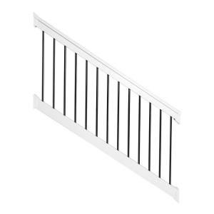 Weatherables Vilano 3 ft. x H 6 ft. W Vinyl Khaki Stair Railing Kit-WKR-THDVA36-S6S - The Home Depot Innovative Staircase, Stair Angle, Deck Railing Kits, Deck Stair Railing, Stair Railing Kits, Aluminum Balusters, Front Porch Railings, Outdoor Stair Railing, Vinyl Stairs