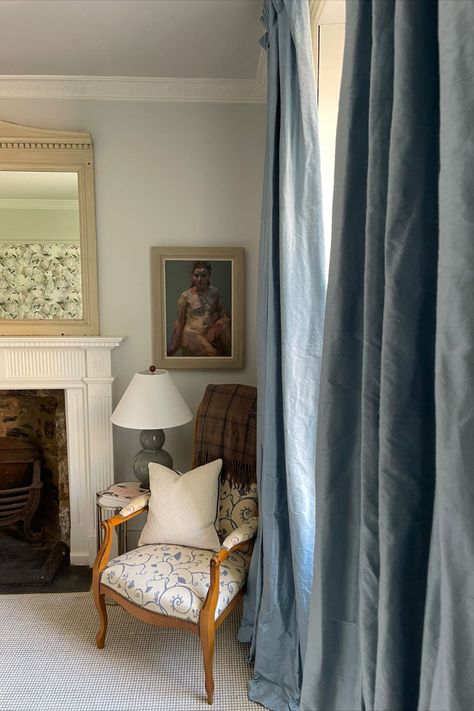 Always in style and always glamorous, silk bedroom curtains are perfect for adding a dramatic element to your bedroom. French Blue Curtains, Blue Silk Curtains, Silk Bedroom, Silk Drapes, Small Curtains, French Apartment, Curtains And Blinds, Mulberry Leaf, Silk Curtains