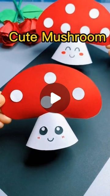 Paper Mushrooms Crafts, Mushroom Paper Craft, Mushroom Crafts For Kids, Diy Ideas Paper, Kids Handmade Gifts, Mushroom Paper, Diy Crafts Kids, Creative Diy Projects, Mushroom Crafts