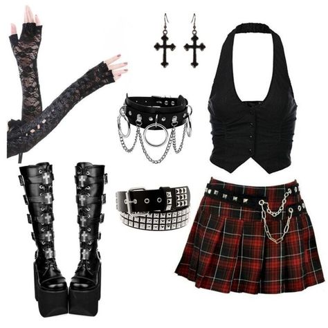 Catty Noir Inspired Outfit, Outfit Konser, Punk Style Outfits, Goth Accessories, Catty Noir, Looks Black, Punk Outfits, Grunge Goth, Swaggy Outfits