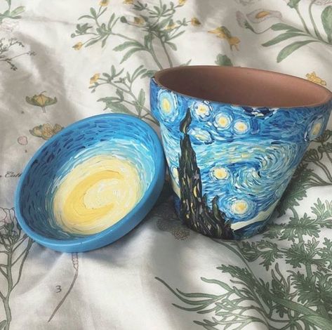 The Starry Night, Peachy Keen, Starry Night Van Gogh, January 29, Diy Hacks, Pottery Painting, Love People, Ceramic Painting, Vincent Van Gogh