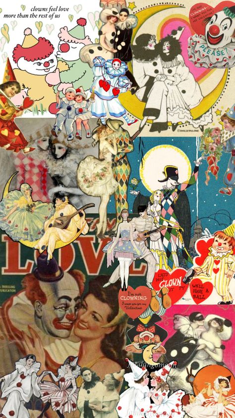 just clowns in love Clown Love, In Love, Collage, Halloween, Art