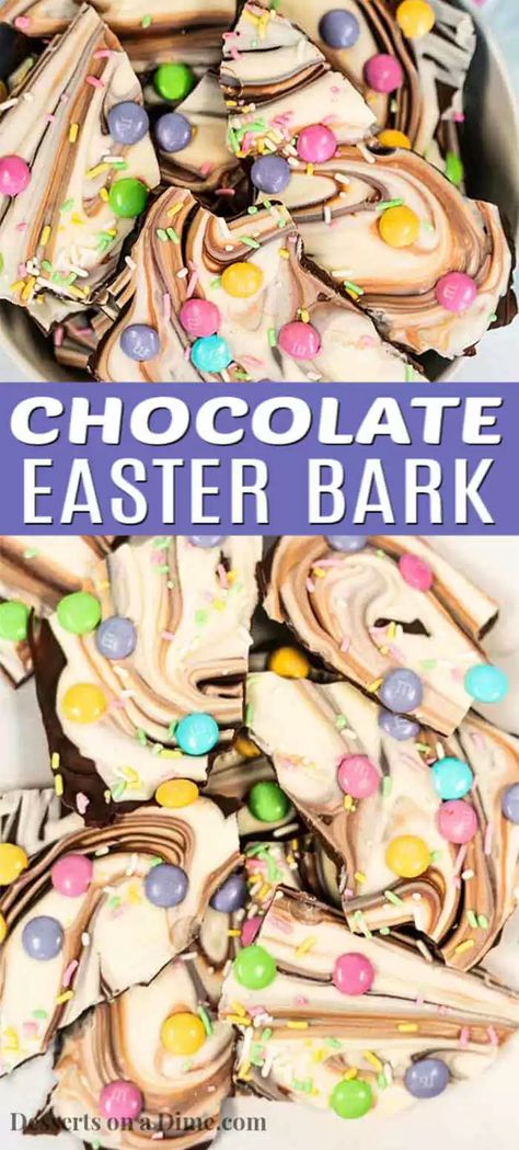 Easter Chocolate Ideas, Valentine Bark, Dessert Bark, Easter Bark Recipe, White Chocolate Bark Recipes, Easter Bunny Bark, Easter Chocolate Bark, Baking Easter, Easter Bark