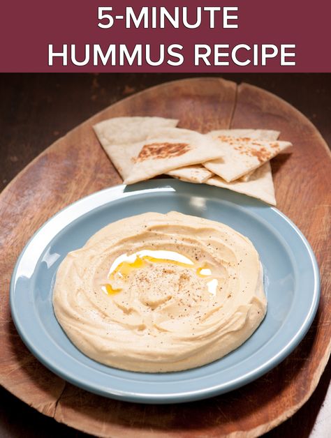 This 5-minute hummus recipe makes for a healthy snack in a flash. Greek Hummus Recipe, Traditional Hummus Recipe, Greek Hummus, Healthy Hummus Recipe, Homemade Hummus Recipe, The Best Hummus, Best Hummus, Healthy Hummus, Hummus Recipes