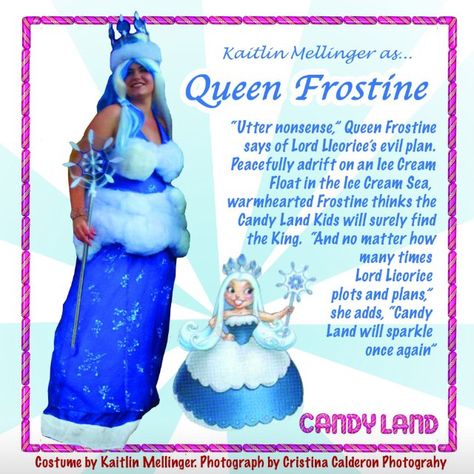 Queen Frostine from Candyland www.kaitscalling.com Princess Frostine, Candy Land Costumes, Queen Frostine, Math Night, Vbs 2023, Ice Cream Floats, Card Games For Kids, Candyland Christmas, Sweet Summertime