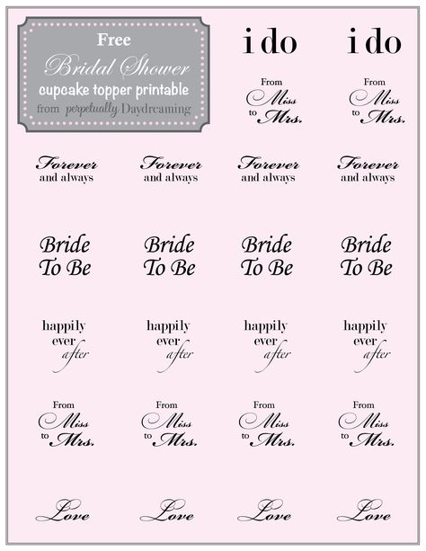 Bridal Shower Cupcake Topper Printable - free printable from Perpetually Daydreaming Bridal Shower Cake Sayings, Wedding Shower Cupcakes, Hen Ideas, Bridal Shower Cupcakes Toppers, Hen Party Ideas, Cupcake Toppers Free, Bridal Shower Cupcakes, Country Bridal Shower, Hens Party