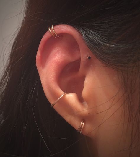 Ear Styling, Constellation Piercings, Ear Piercing Studs, Double Ear Piercings, Anti Tragus, Conch Jewelry, Piercing Inspo, Cool Ear Piercings, Pretty Ear Piercings