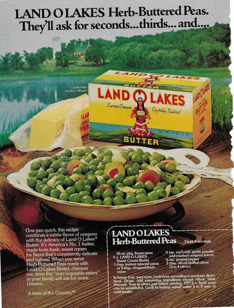 Vintage Food Labels, Land O Lakes Butter, Butter Tea, Food Fails, Oregano Leaves, Land O Lakes, Retro Recipes, Vintage Cookbooks, Frozen Peas