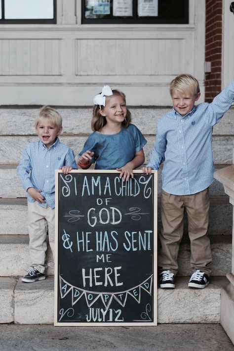 Adoption announcement foster to adopt Sibling adoptions Adopted I am a child of God Lds Families are forever Step Parent Adoption Announcement, Foster Care Announcement, Step Parent Adoption, Adoption Photography, Adoption Signs, Adoption Shower, Private Adoption, Adoption Photos, Adoption Quotes