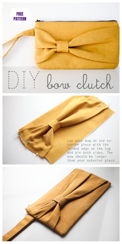 DIY Bow Clutch Free Sew Patterns & Tutorials Fabric Bow Tutorial, Clutch Diy, Pochette Diy, Clutch Sewing, Clutch Pattern, Sew Patterns, Bow Clutch, Diy Clutch, Diy Bag Designs