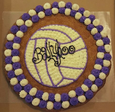 Volleyball Cookie Cake. Volleyball Cookie Cake, Volleyball Swag, Volleyball Cookies, Volleyball Cake, Volleyball Birthday Party, Volleyball Birthday, Volleyball Ideas, Volleyball Party, Giant Cookies