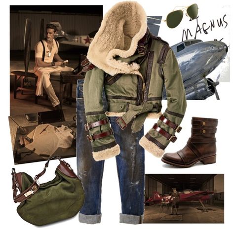 "Aviator style...." by mamarijana on Polyvore Military Outfits Women, Aviator Aesthetic, Aviator Outfit, Aviator Fashion, Pilot Style, Chamber Music, Sunglasses Brown, Aviator Jackets, Military Outfit