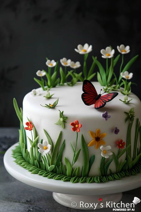 Garden Theme Cake Ideas, Garden Cakes Birthday, Spring Cake Designs, Bunny Cakes, Elegant Cake Design, Buttercream Cake Designs, Birthday Cake With Flowers, Beautiful Cake Designs, Spring Cake