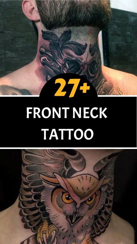 The front neckline serves as a prominent canvas for tattoos, providing an excellent platform for displaying detailed designs and captivating artwork. Whether you're looking to make a bold statement or simply appreciate body art, this area offers endless creative possibilities. Discover the perfect tattoo design to express your style and personality! Throat Tattoo Men Design, Full Throat Tattoo Men, Full Neck Tattoos For Men, Throat Tattoo Men, Front Neck Tattoo For Guys, Neck And Throat Tattoos Men, Eagle Neck Tattoo, Traditional Japanese Dragon, Front Neck Tattoo