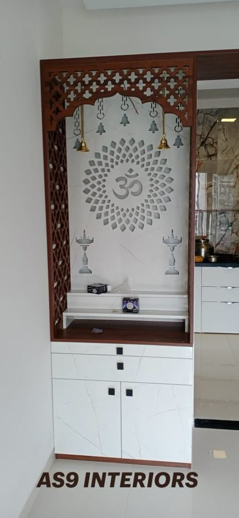 Small Pooja Unit, Small Kitchen Modular Design, बेडरूम डिजाइन, Pooja Unit, Pooja Door Design, Jali Design, Box Bed Design, Jaali Design, Mandir Design