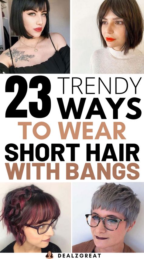 23 Best Hairstyles For Short Hair With Bangs Short Hairstyles With Short Bangs, Super Short Bangs Short Hair, Short Hair Heavy Bangs, How To Style Short Hair Bob With Bangs, Super Short Bob Hairstyles With Bangs, Womens Short Hair With Bangs, Short Hairstyles With Side Bangs, Short Hairstyle Women Thick Hair With Bangs, How To Style Short Bob With Bangs