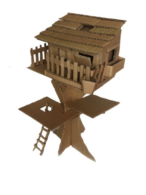 cardboard treehouse Tree House Classroom, Cardboard Tree, Moose Pictures, Cardboard Dollhouse, Steam Ideas, Paper Architecture, Lemon Grove, Cardboard Box Crafts, Hamster House