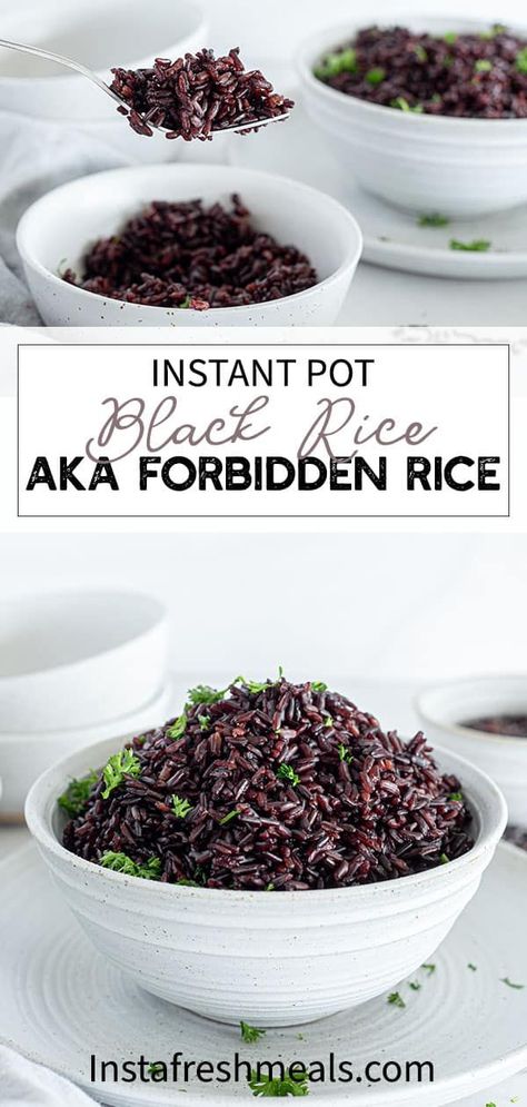 Black Rice, also known as Forbidden Rice, is made simply in the Instant Pot! It's delicious and I love it so much with grain bowls, aka Power Bowls. I can't wait to teach you about it! #instantpotrecipes #blackrice #forbiddenrice Black Rice Instant Pot, Instantpot Rice, Cooking Black Rice, Creamy Jalapeno Sauce, Buttered Cabbage, Forbidden Rice, Purple Rice, Whole Grain Rice, Cabbage Roll Soup