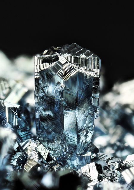 Osmium twinning / Osmium is a hard, brittle, blue-gray or blue-black transition metal in the platinum family & is the densest naturally occurring element, with a density of 22.59 g/cm3 (slightly greater than that of iridium & twice that of lead). Geology Rocks, Pretty Rocks, Amber Rose, Cool Rocks, Rocks Crystals, Beautiful Rocks, Gems Crystals, Rock Collection, Mineral Stone