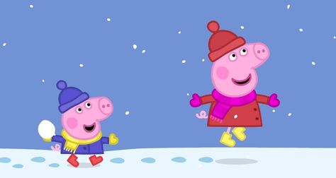 Heo Peppa, Peppa And George, Papa Pig, Peppa Pig Wallpaper, Pig Wallpaper, George Pig, Snowy Day, Kids Shows, Peppa Pig