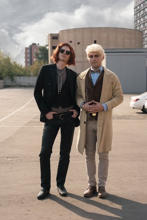 #Graysonfin #SteinHolic #GoodOmens Good Omens Costume Women, Aziraphale Costume Female, Good Omens Costume, Good Omens Halloween Costume, Fem Aziraphale Cosplay, Fem Crowley Cosplay, Good Omens Inspired Outfit, Gay Couples Costumes For Halloween, Gay Costume Ideas