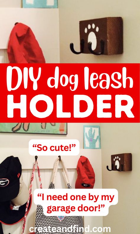 DIY wood dog leash holder. Leash Holder Diy, Dog Leash Holder Diy, Diy Dog Leash, Easy Weekend Projects, Dog Leash Holder, Leash Holder, Wood Dog, Diy Holder, Diy Dog