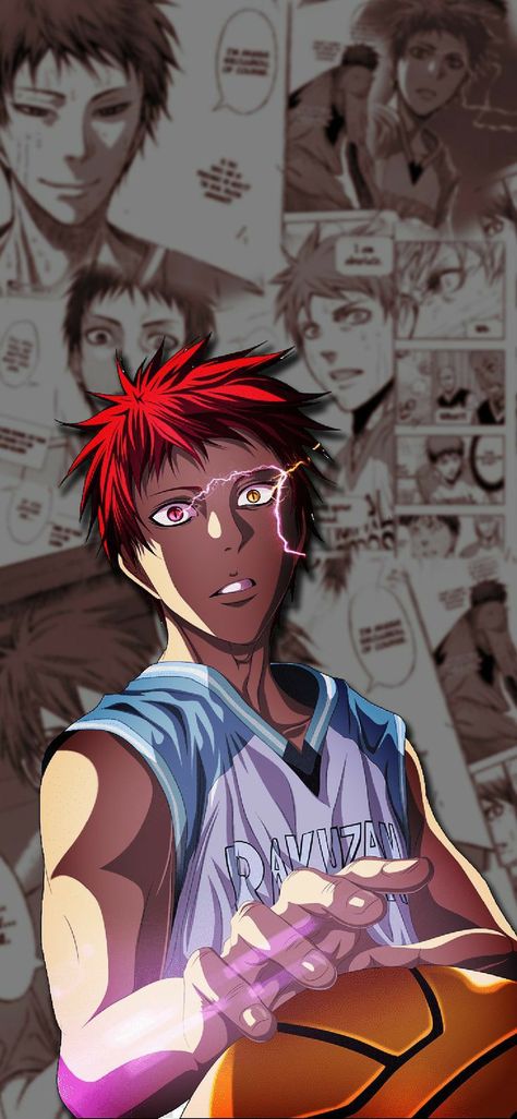 No Basket, Kuroko No Basket, Basketball, Wall, Red, Hair, Anime