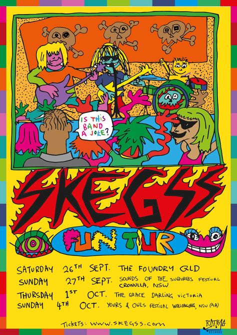 Skegss Band, Band Poster Design, Beach Goth, Poster Collage, Door Poster, Punk Poster, Band Poster, Music Inspiration, Room Artwork