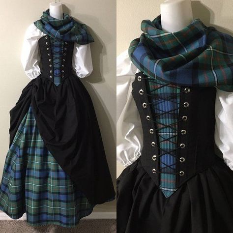 Scottish Dress, Fair Outfits, Ren Fest, Ren Fair, Medieval Clothing, Medieval Dress, Tartan Dress, Fantasy Dress, Historical Costume