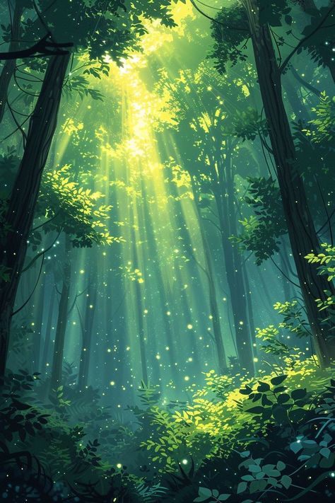 Studio Ghibli Forest, Anime Forest, Dreamy Artwork, Become Better, Forest Art, Cool Wallpapers Art, Landscape Drawings, Fantasy Art Landscapes, Magical Forest