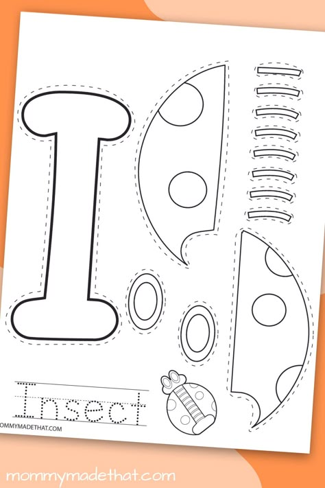 I is for Insect Craft: Free Printable Letter I Craft I For Insect Craft, I Is For Insect Preschool, Letter I Insect Craft, I For Insects Preschool, I Is For Insect Craft, Letter I Projects For Preschool, Letter Ii Crafts For Preschool, Letter I Activities For Preschoolers, Letter I Crafts For Preschool