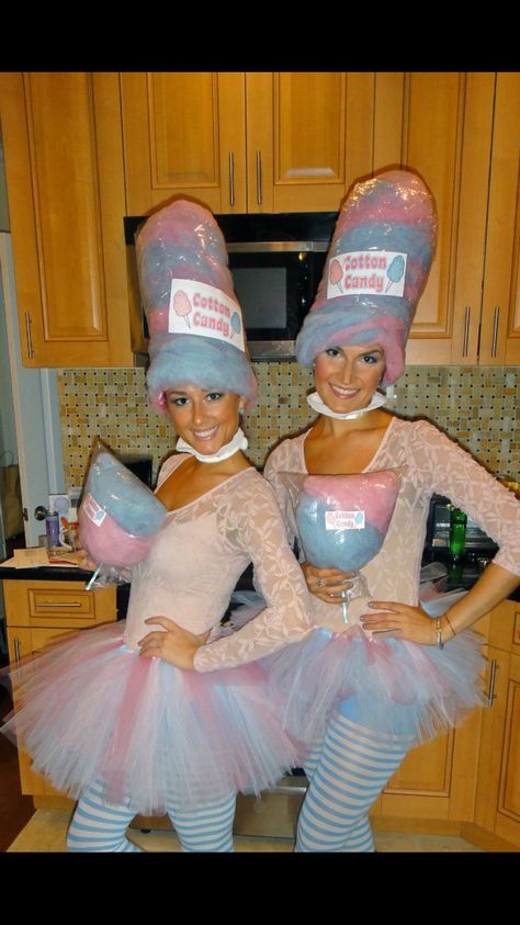 Cotton Candy Halloween costumes #halloween #diy Candy Halloween Costume Diy, Cotton Candy Halloween, Cotton Candy Halloween Costume, Candy Halloween Costume, Candy Halloween Costumes, Cotton Candy Costume, Food Halloween Costumes, Candy Costumes, Candy Halloween