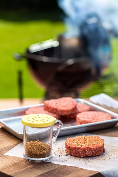 Burger Seasoning Recipe Burger Seasoning Recipe, Hamburger Seasoning Recipe, Burger Recipes Seasoning, Grilling Steaks, Hamburgers Grilled, Burger Seasoning, Seasoning Recipe, Grilled Dinner, Grilled Pork Chops