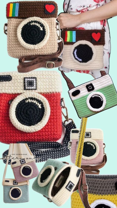 Lomo Camera, Camera Purse, Crochet Pouch, Camera Bags, Polka Dot Fabric, Purse Black, Bag Crochet, Purse Strap, Crochet Purses