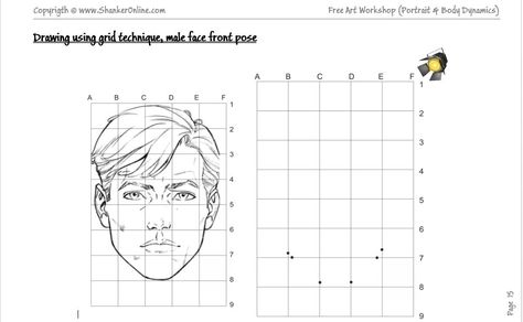 Grid Portrait, Grid Drawing Practice, Grid Drawing Worksheet, Grid Drawing, Art Worksheets Printables, Drawing Grid, Value In Art, Art Worksheets, Art Lesson Plans