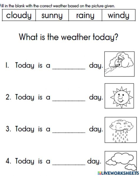 Worksheets On Seasons For Kindergarten, 1st Grade Weather Worksheets, Kinds Of Weather Worksheet, Weather Esl Worksheet, Science Worksheet For Preschooler, Weather Activities Preschool Worksheets, What Is The Weather Like Worksheet, Kindergarten Weather Worksheets, Season Worksheets Kindergarten